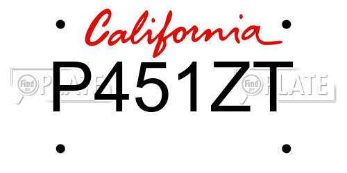 P451ZT California License Plate