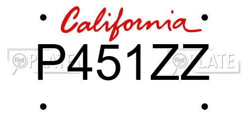 P451ZZ California License Plate