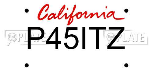 P45ITZ California License Plate