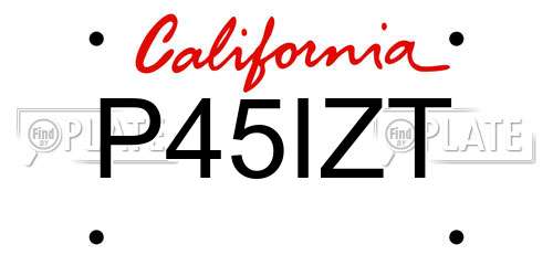 P45IZT California License Plate
