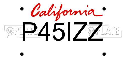P45IZZ California License Plate