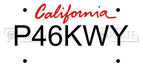 P46KWY California License Plate