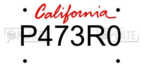 P473R0 California License Plate