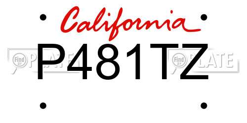 P481TZ California License Plate