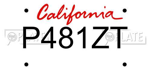 P481ZT California License Plate