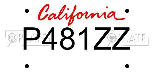 P481ZZ California License Plate