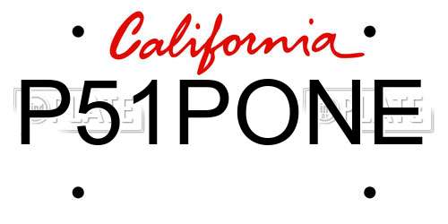 P51PONE California License Plate
