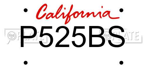 P525BS California License Plate
