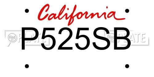 P525SB California License Plate