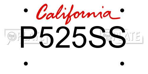 P525SS California License Plate