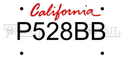 P528BB California License Plate