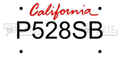 P528SB California License Plate
