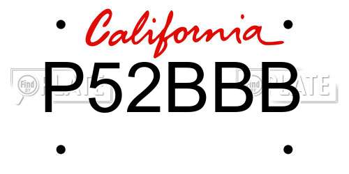 P52BBB California License Plate
