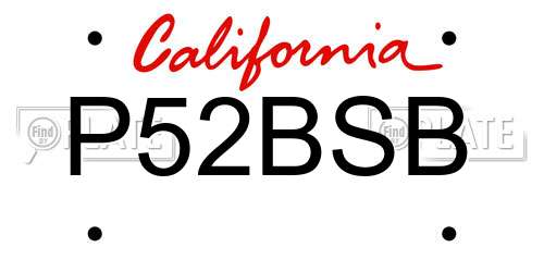 P52BSB California License Plate