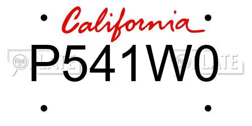P541W0 California License Plate