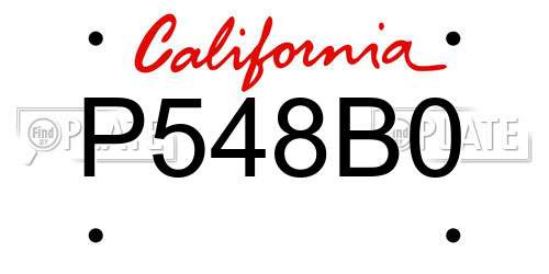 P548B0 California License Plate