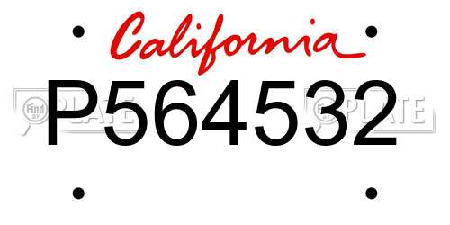 P564532 California License Plate
