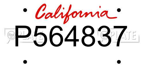 P564837 California License Plate