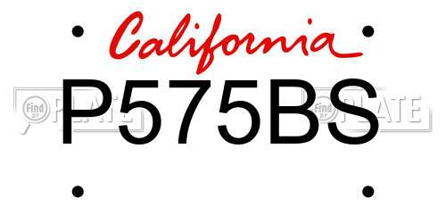 P575BS California License Plate