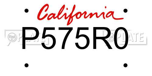 P575R0 California License Plate