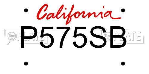 P575SB California License Plate