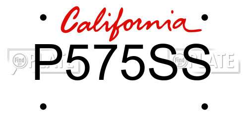 P575SS California License Plate