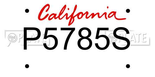 P5785S California License Plate
