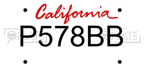 P578BB California License Plate