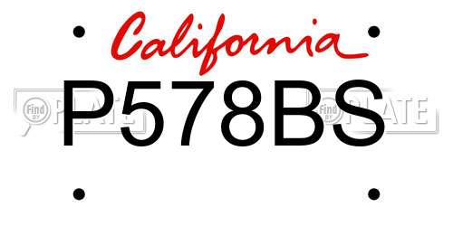 P578BS California License Plate