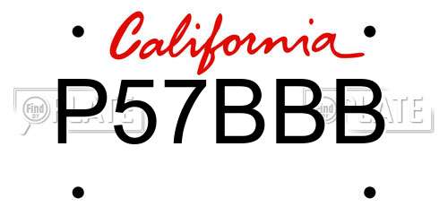 P57BBB California License Plate