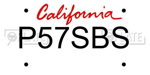 P57SBS California License Plate