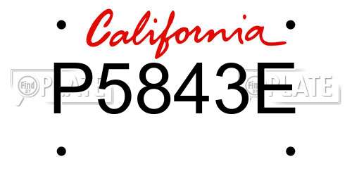 P5843E California License Plate
