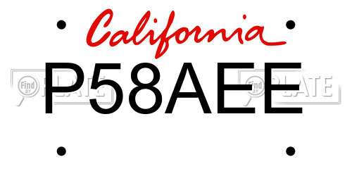 P58AEE California License Plate