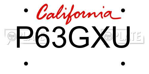 P63GXU California License Plate