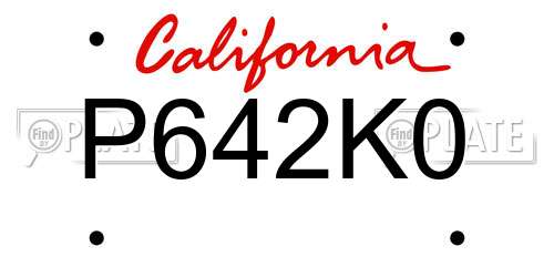 P642K0 California License Plate