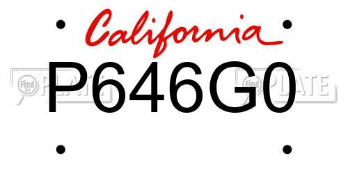 P646G0 California License Plate