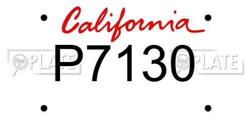 P7130 California License Plate