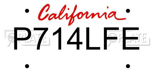 P714LFE California License Plate