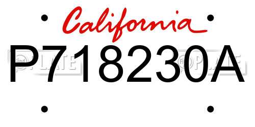 P718230A California License Plate