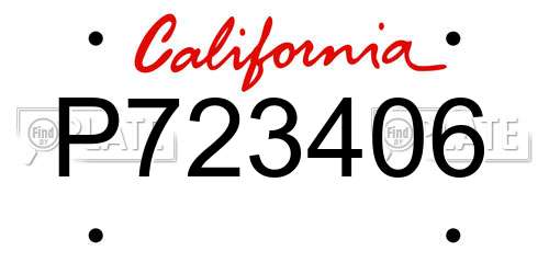 P723406 California License Plate