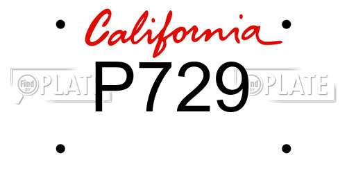 P729 California License Plate