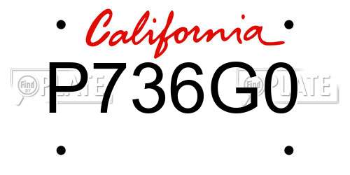 P736G0 California License Plate