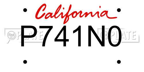 P741N0 California License Plate
