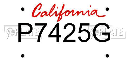 P7425G California License Plate
