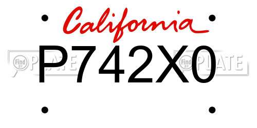P742X0 California License Plate