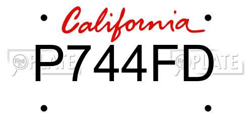 P744FD California License Plate