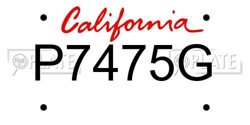 P7475G California License Plate