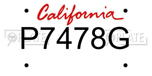 P7478G California License Plate
