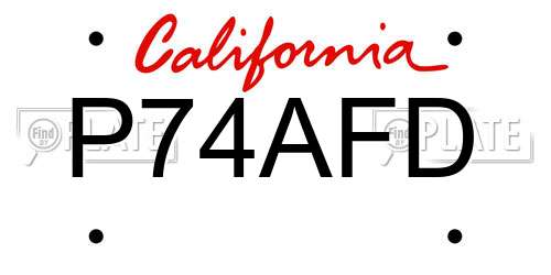 P74AFD California License Plate