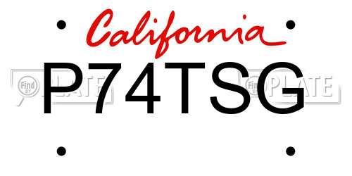 P74TSG California License Plate